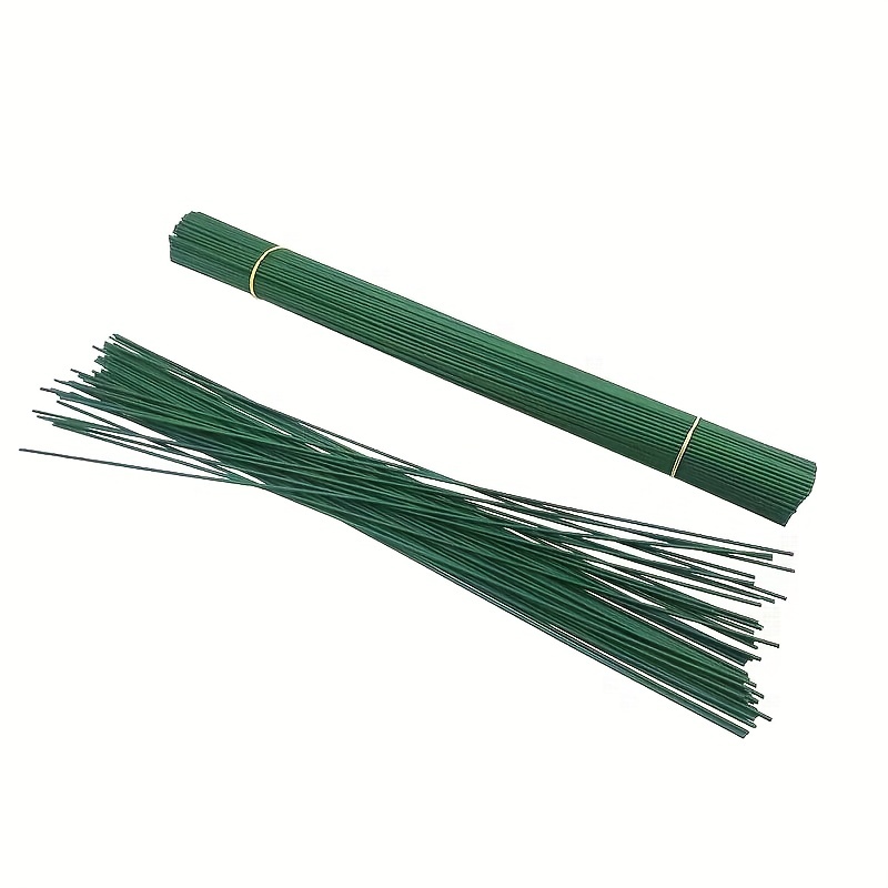 40pcs, L13.78inch Green/White Artificial Flower Stem Iron Wire Stem, Floral  Tape Rose Stems Craft Decorating, DIY Paper Flower Stub Accessory