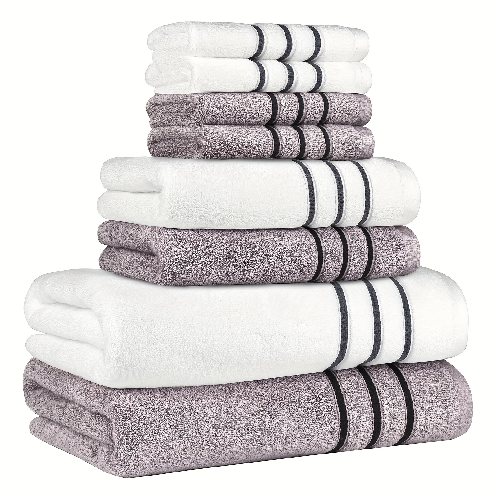 Juego de toallas de baño, 100% algodón, 2 toallas de baño, 2 toallas de  mano y 2 toallas pequeñas, de secado rápido, absorbentes, de felpa, suaves