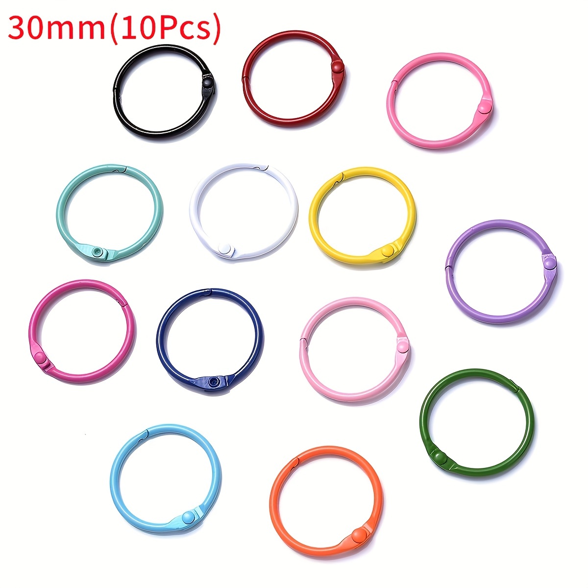 Stiesy 30 Pcs 10 Colors Colorful Snap Clasp Rings Spray Painted Spring Gate  Rings D Ring Spring Snap Hook for Keychain Jewelry Making