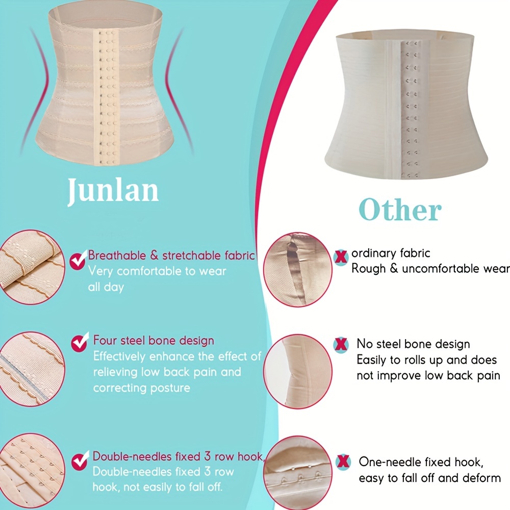 Junlan Waist Trainer Corsets, Hook & Loop Tummy Control Hourglass Girdle  Belt Cincher, Women's Underwear & Shapewear