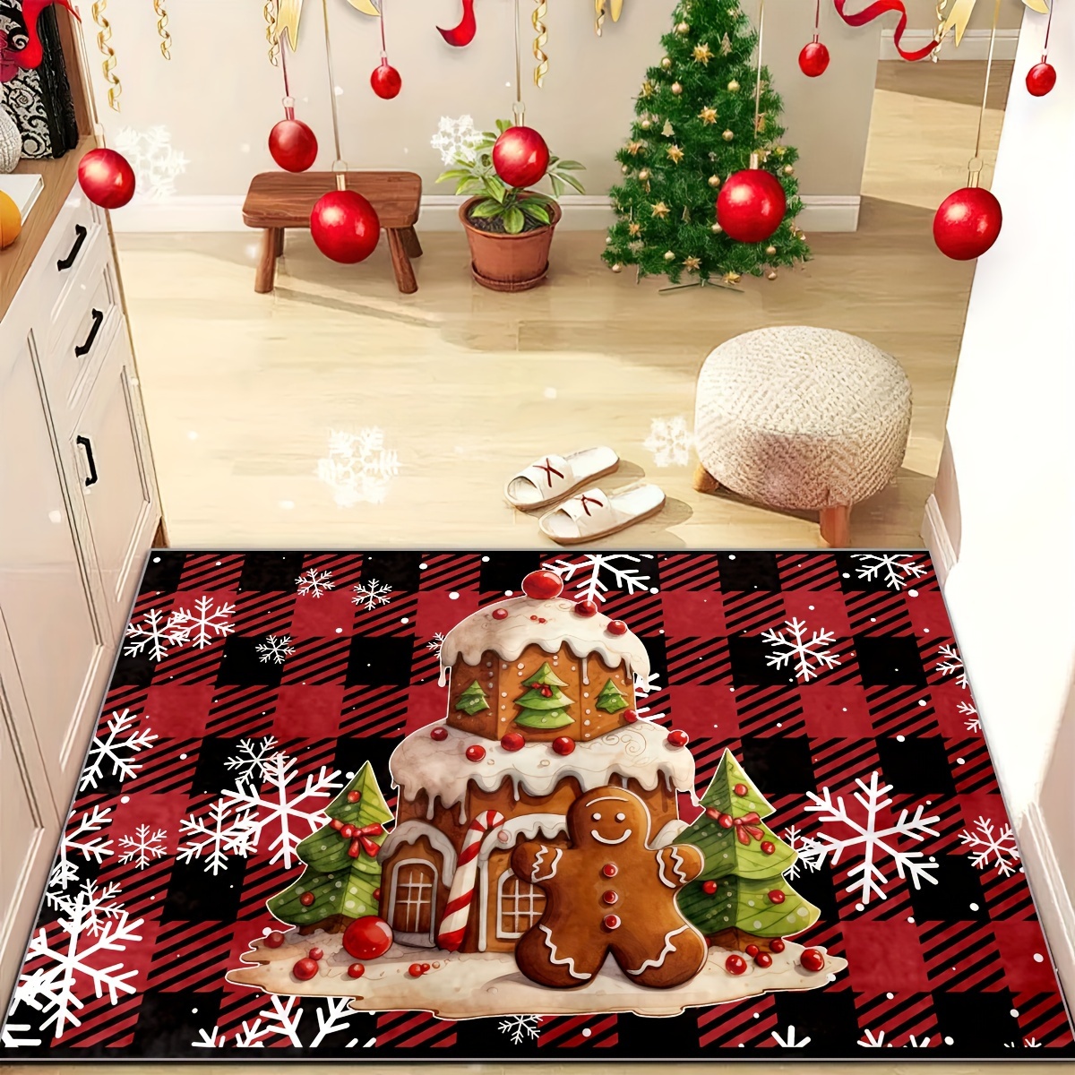 DeramHy home Cute Gingerbread Bath Mat for Bathroom Soft Water Absorbing  Bath Rug with Non Slip Backing Fun Washable Bathroom Rug for Christmas  Decor