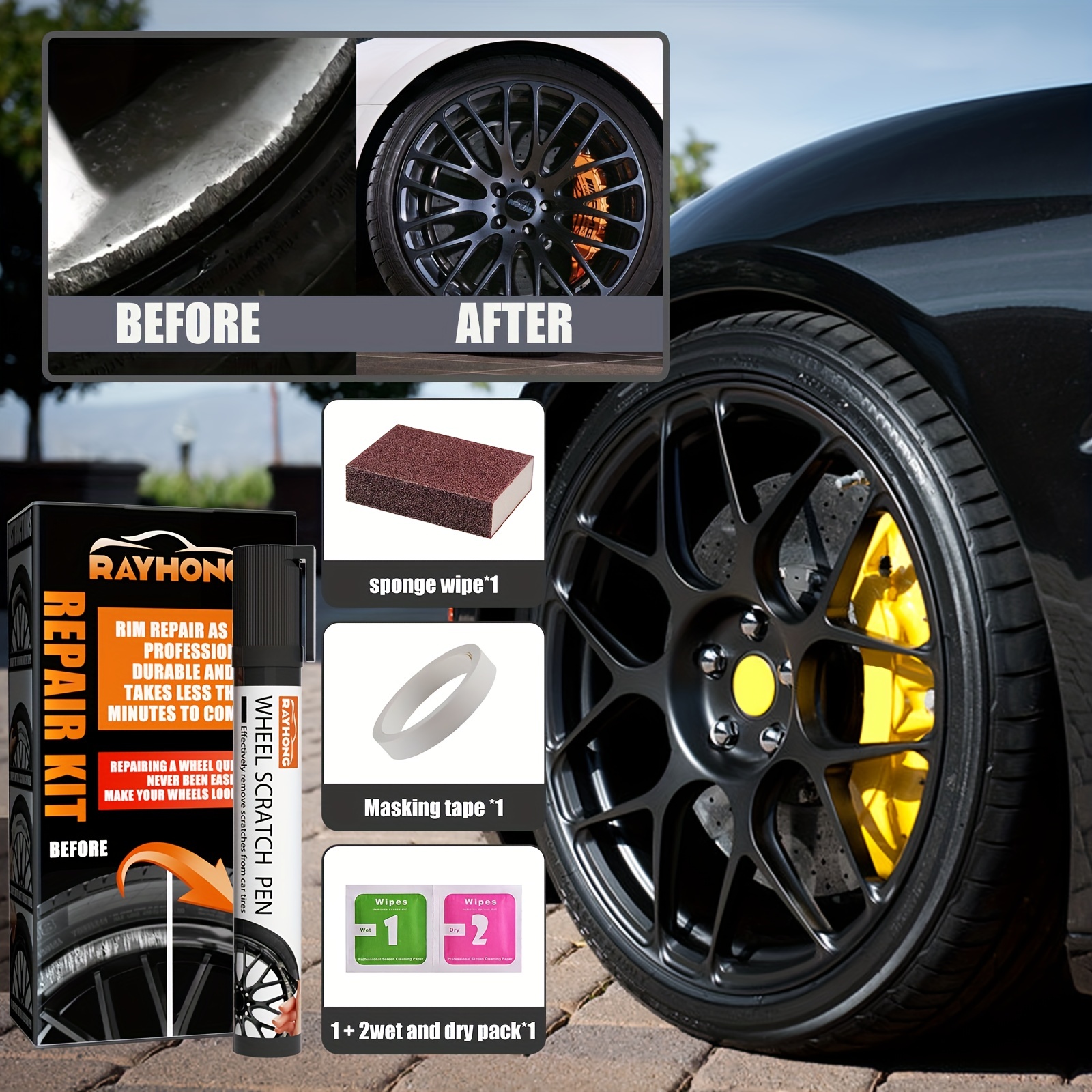 Car Wheel Rim Scratch Repair Kit Universal Marker & Filler All Colors For  Rim