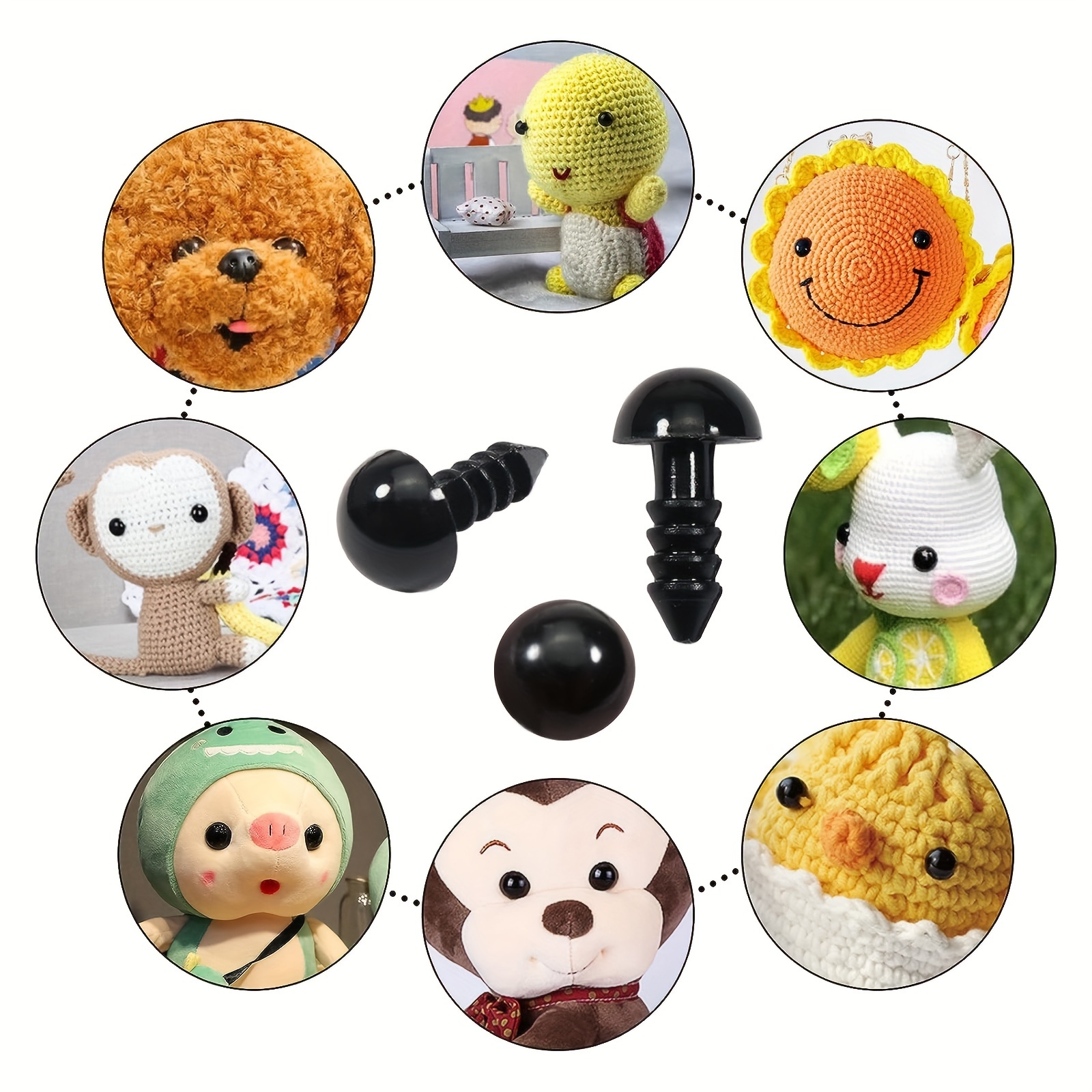 280pcs 6-14 mm Safety Eyes and Noses for Amigurumi, Stuffed Crochet Eyes  with Washers, Craft Doll Eyes and Nose for Teddy Bear, Crochet Toy, Stuffed  Doll and Plush Animal