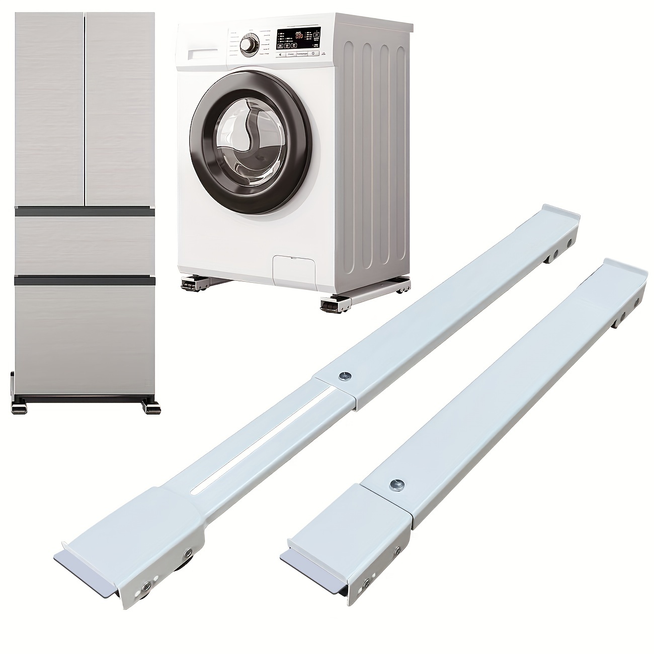 Soporte de base para lavadora y secadora, base deslizante para lavadora con  24 ruedas giratorias, mueble ajustable para refrigerador/secadora, con