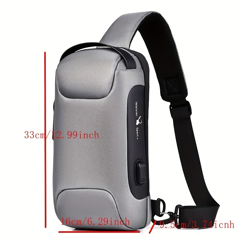 USB Charging Sport Sling Anti-theft Shoulder Bag, Anti Theft Sling Bag for  Men and Women