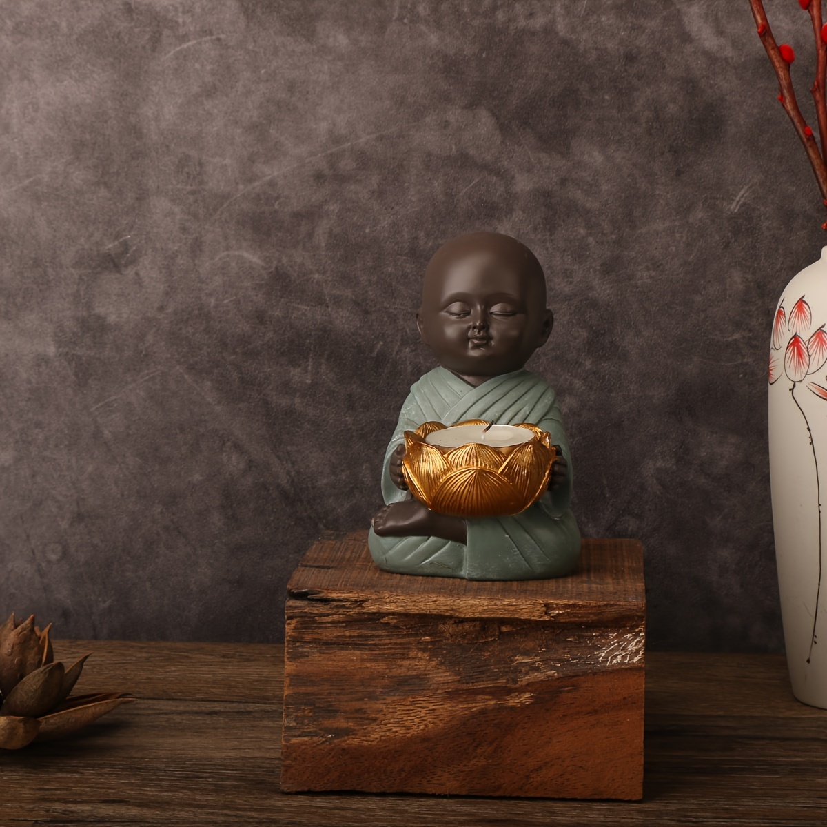 Adornos decorativos de meditación de Buda, estatua de arcilla  morada, estatua de Buda de monje bebé, figuras de Buda, decoración del  hogar, manualidades, muñecas, adornos de cerámica delicada, regalos : Hogar