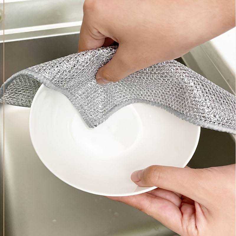 Scouring Pad Double sided Silver Wire Mesh Dishwashing Cloth - Temu Canada