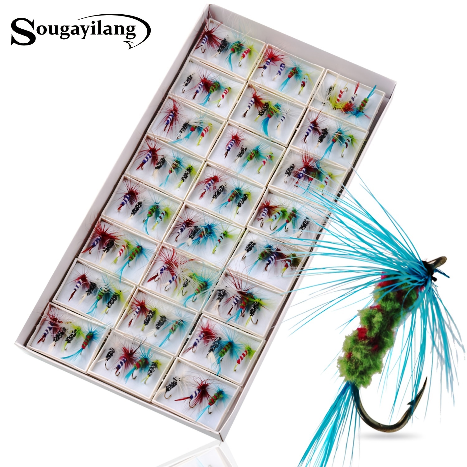 96pcs Sougayilang Fly Fishing Lures with Super Sharpened Crank Hook - High  Carbon Steel Bait for Catching Insects and Flies