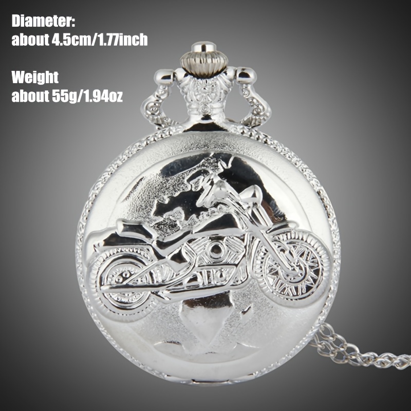 1pc vintage motorcycle mens quartz pocket watch stainless steel watch accessory gift details 1