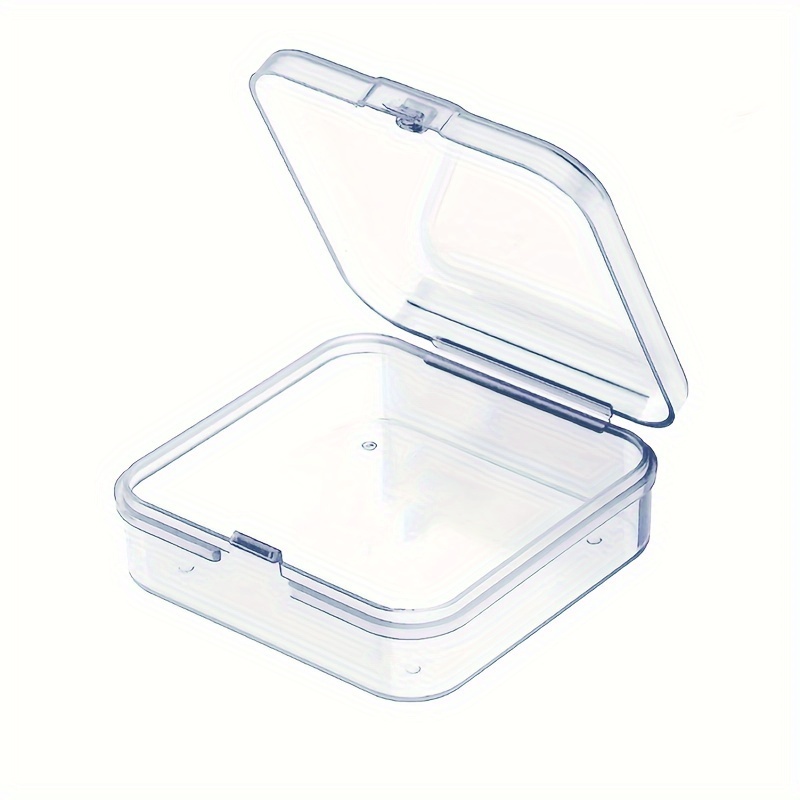 5pcs Mini Clear Storage Box, Square Plastic Transparent Storage Box, Small  Bead Storage Container Box, Mini Flip Organizer With Hinged Lid, Suitable F