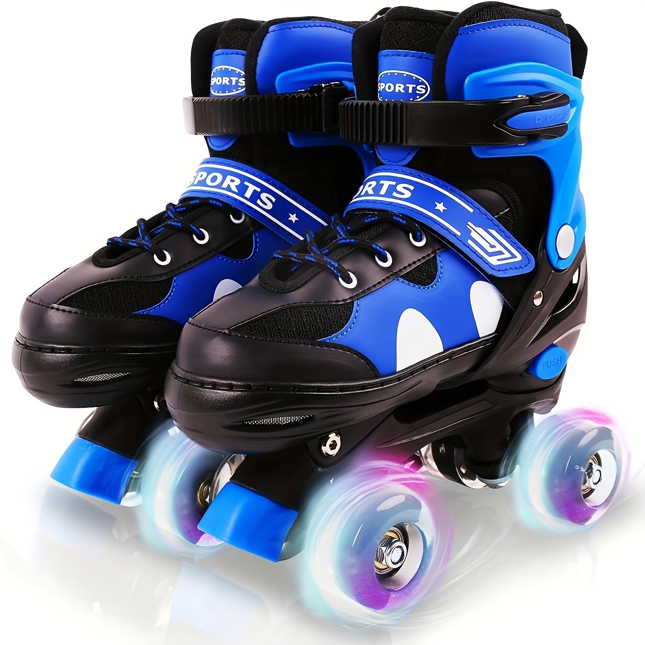 Patines de ruedas para niñas y niños, patines ajustables con 4 ruedas  iluminadas, protección total, ideal para diversión al aire libre.