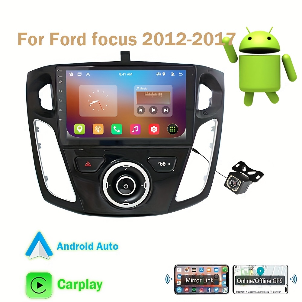  Estéreo de coche Android para Ford Focus 2004-2011, pantalla  táctil de 9 pulgadas, radio de coche doble DIN con navegación GPS  Bluetooth, WiFi DVR SWC, unidad principal de enfoque en el