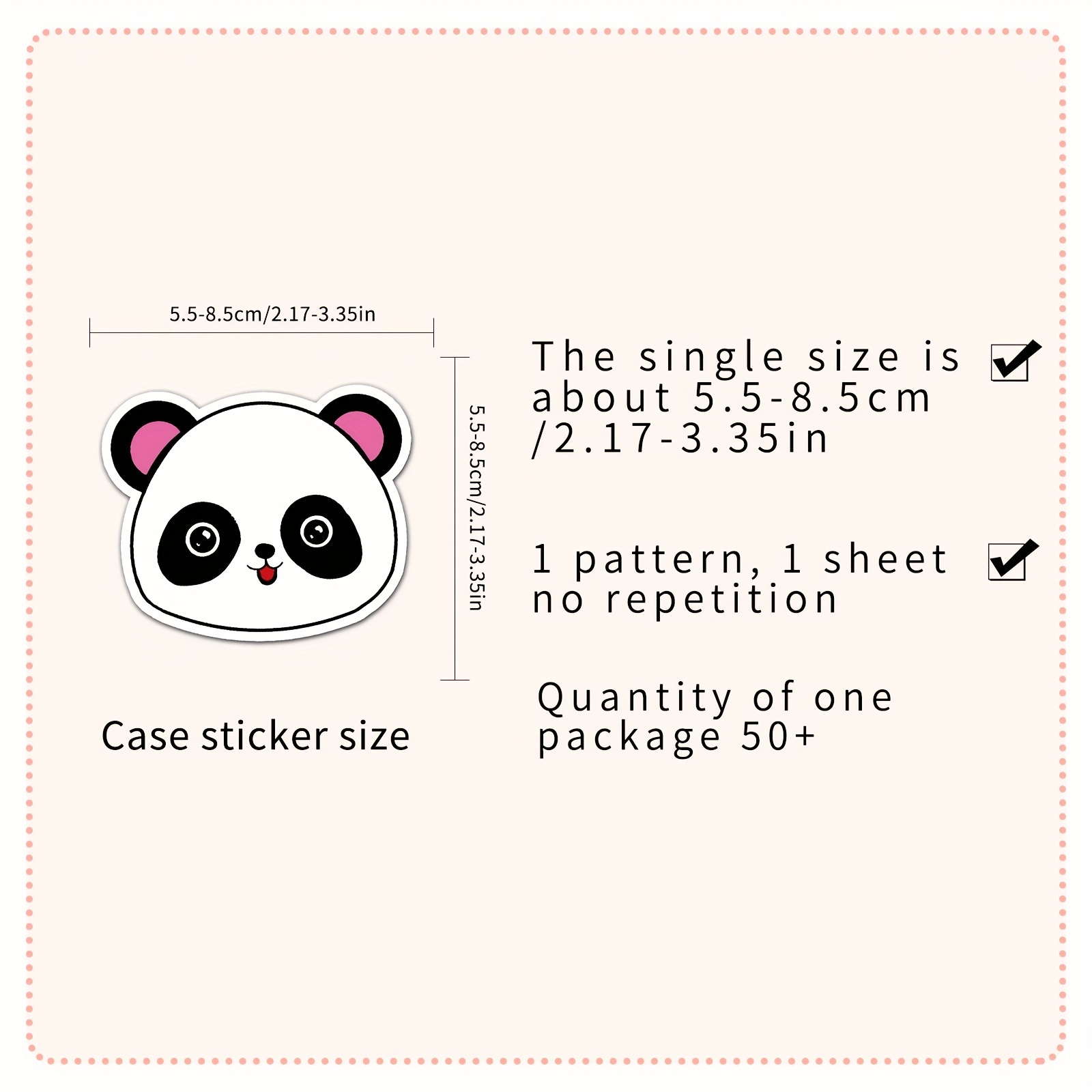 Cute Panda Black and White Stickers - 2 Pack of 3 Stickers - Waterproof  Vinyl for Car, Phone, Water Bottle, Laptop - Panda Decals (2-Pack)