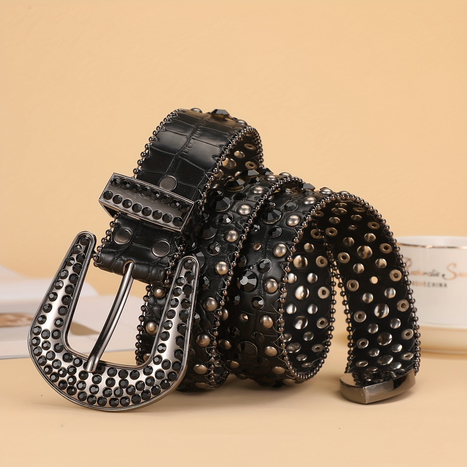 Black For Bb Simon Rhinestone Men Belts Crystal Crafts Crocodile Grain  Belts For Men In Pu Leather - Buy Crystal Crafts,Rhinestone Leather  Belts,Black