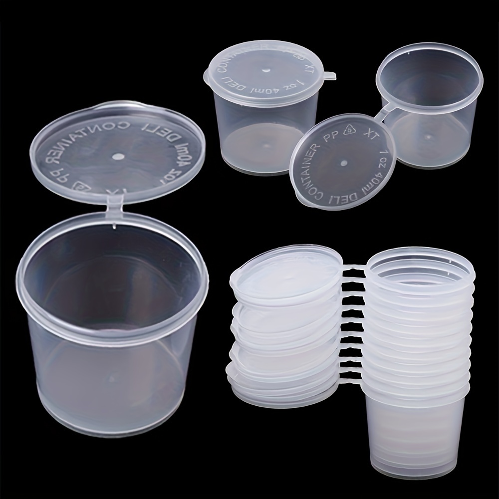 50Pcs Small Plastic Disposable Sauce Cups Plastic Disposable Sauce Cups  With Li