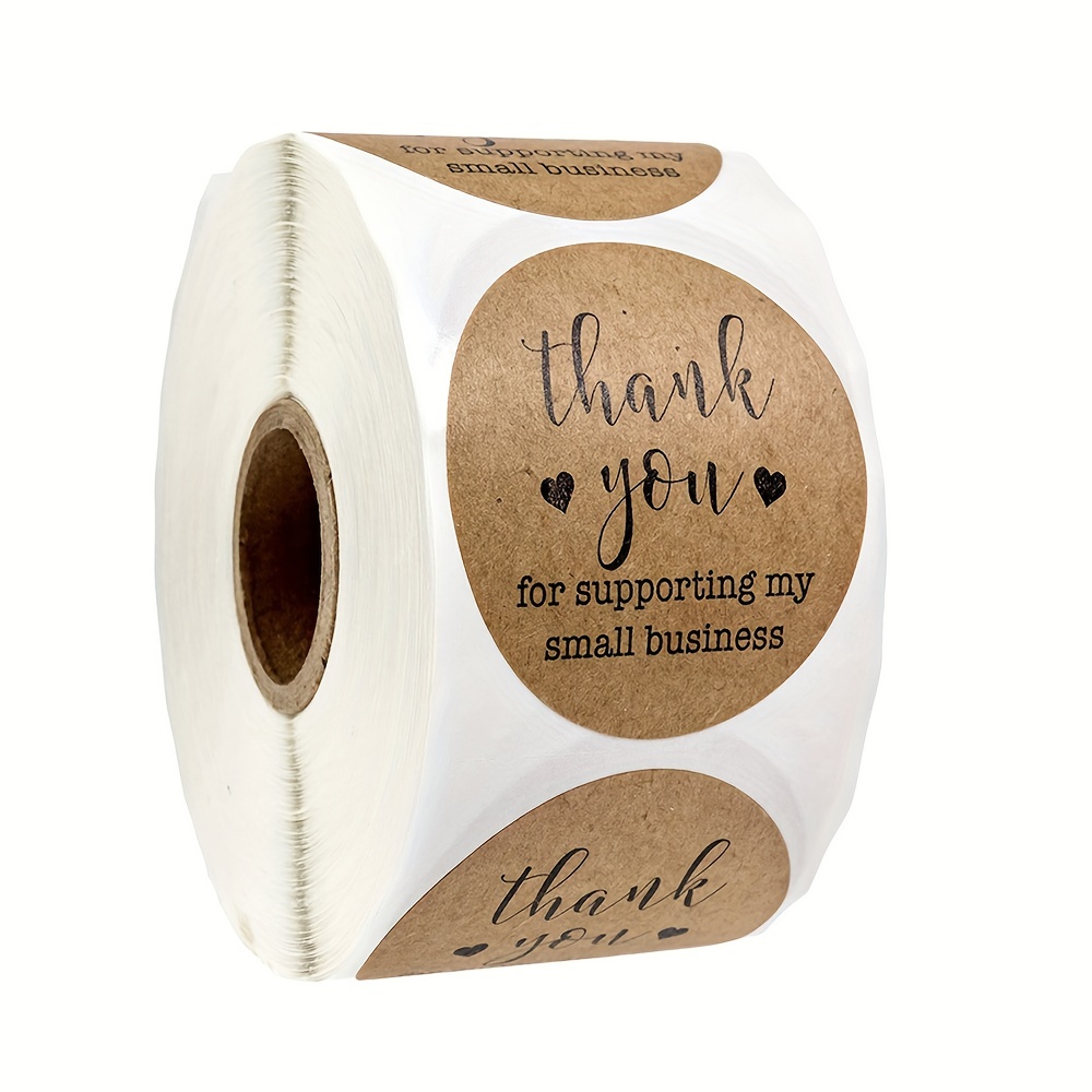 

500pcs/roll Round Kraft Paper Thank You Label Sticker For Supporting My Small Business Stickers Seal Decor Stationery Sticker