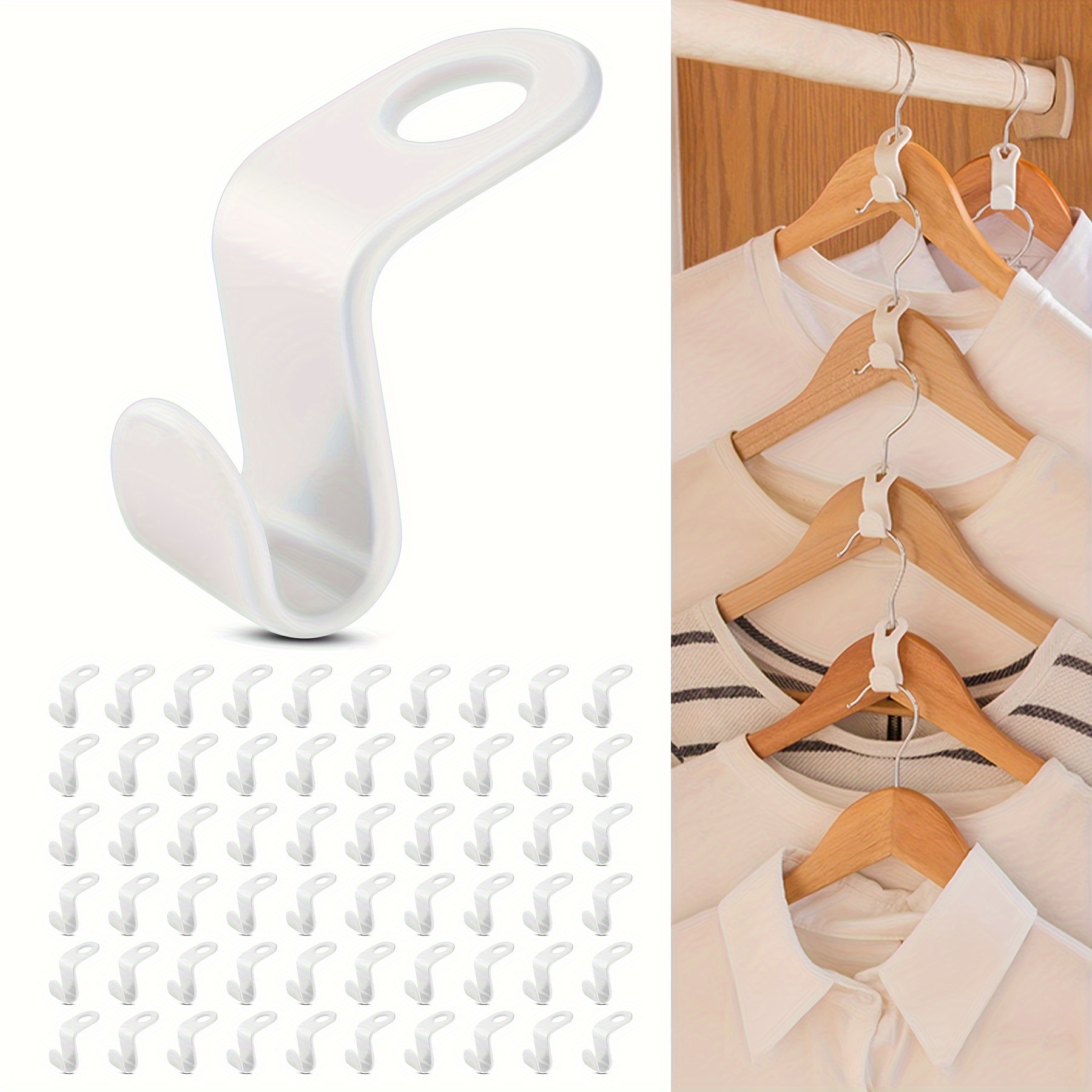 60pcs Space Saving Extended Plastic Stackable Hangers Hooks - Temu ...