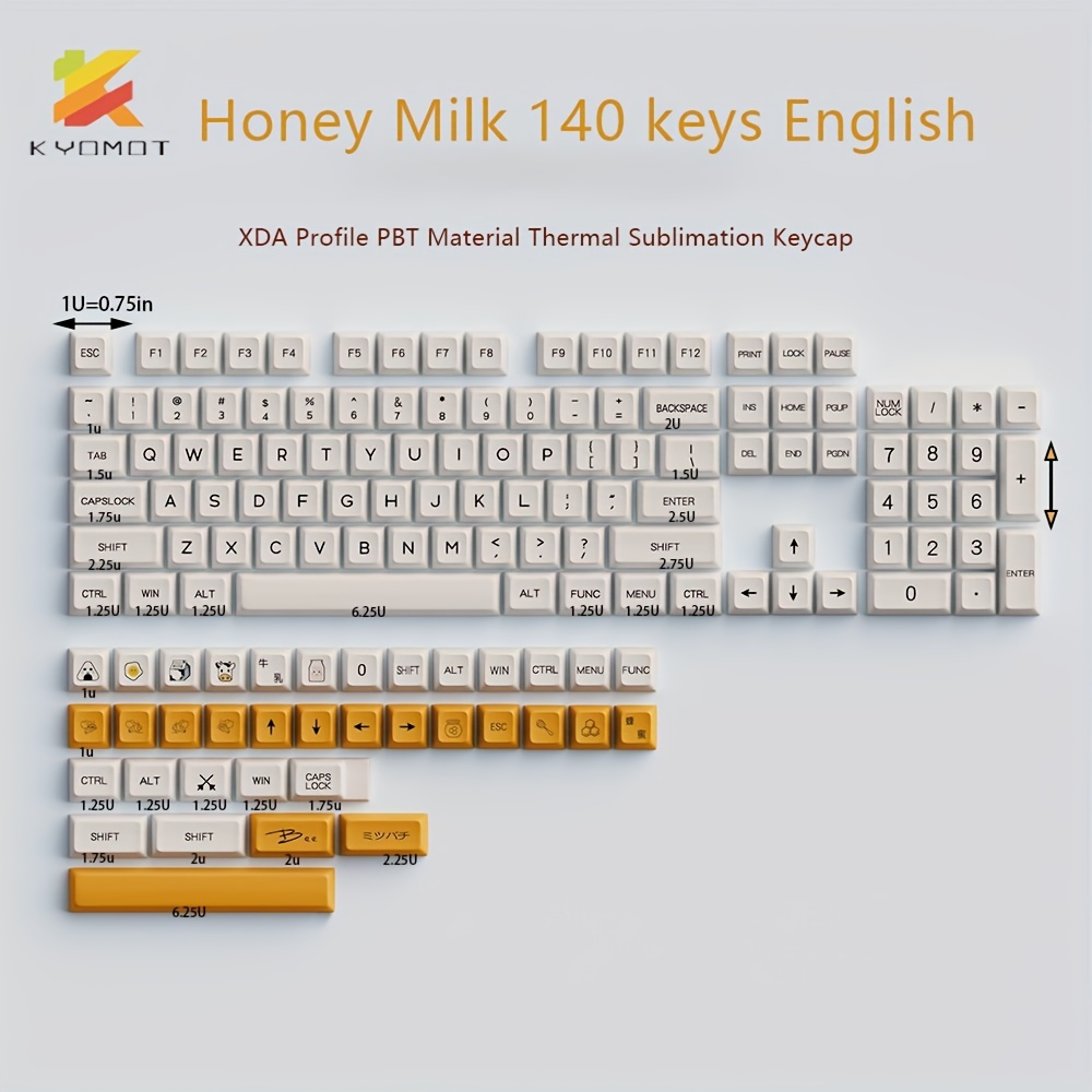 Milk 140 キーキャップ 韓国語ロシア語 PBT XDA プロファイルキー 