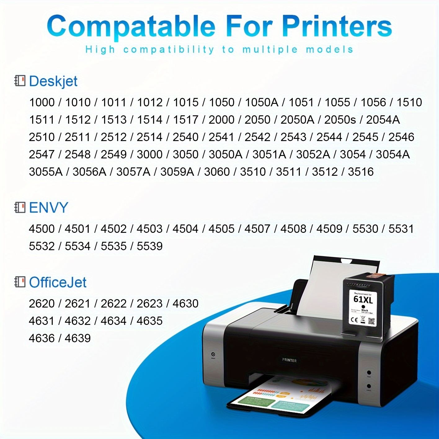 Combo Packs 61 XL Black & Color Ink For HP Deskjet 1012 2547 Envy 4502 4504  lot