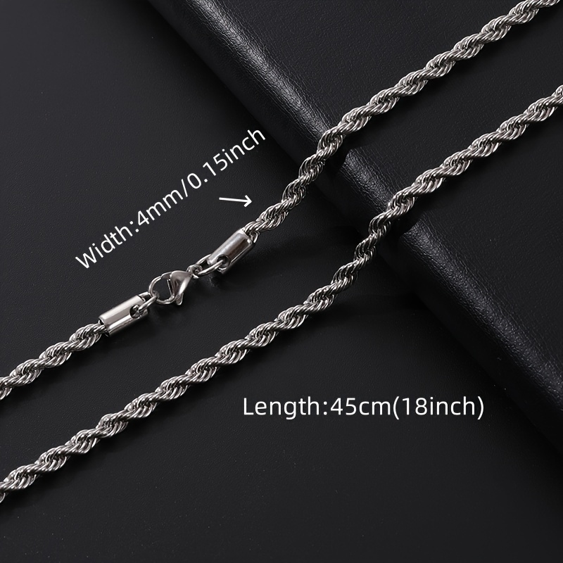 4MM Stainless Steel Rope Chain Necklace 22IN : : Clothing, Shoes &  Accessories