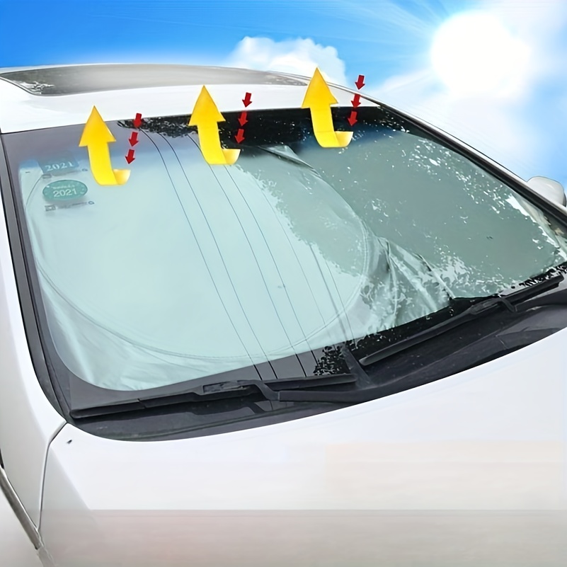 Auto Sonnenschutz Windschutzscheibe Sonnenschutz, Titansilber Stoff  Faltbare Windschutzscheibe Sonnenschutz Regenschirm