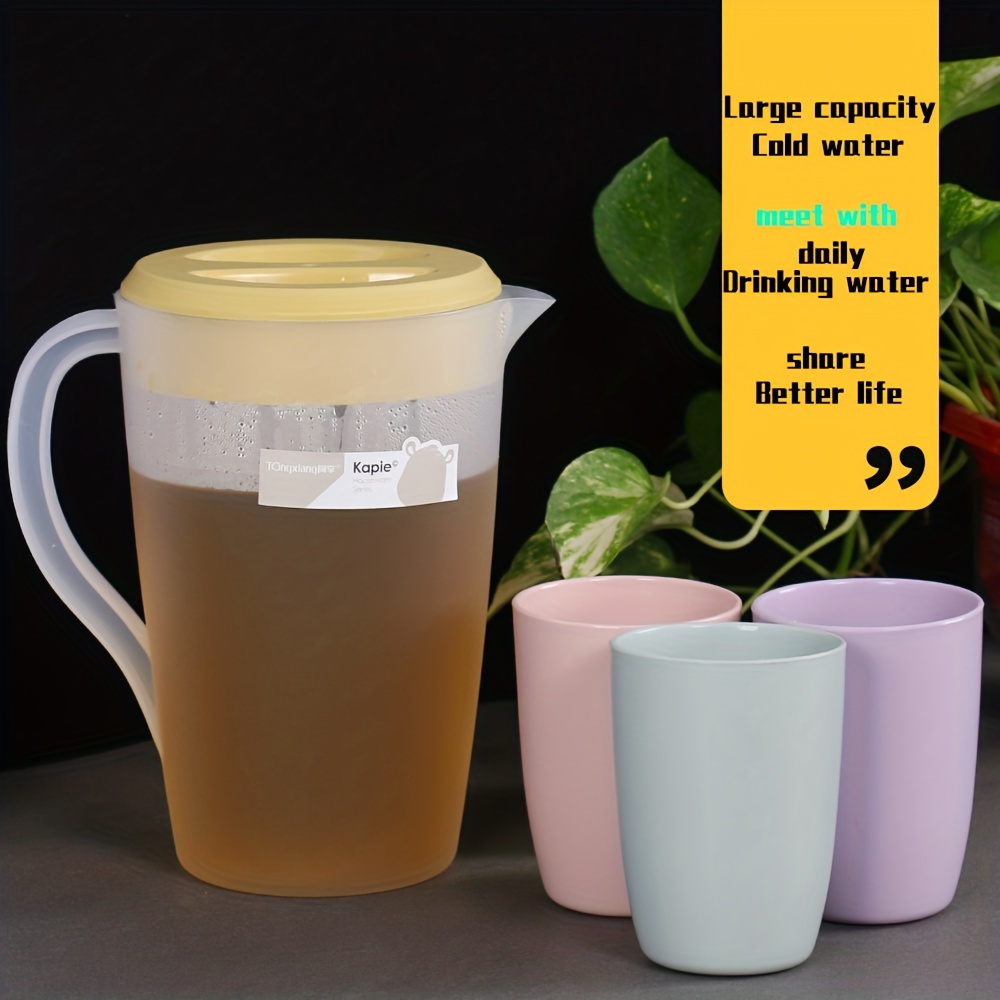 Plastic Iced Tea Pitcher Heat-resistant Portable Large Water Pitcher With  Lid Juice Jug Beverage Carafe For Picnic Restaurant Kitchen Supply Blue  (1pc