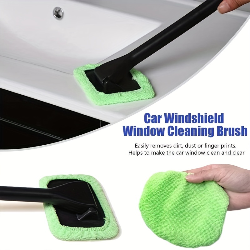 2pcs Car Window Cleaner Brush Kit Inside Interior Auto Glass Wiper Long Handle