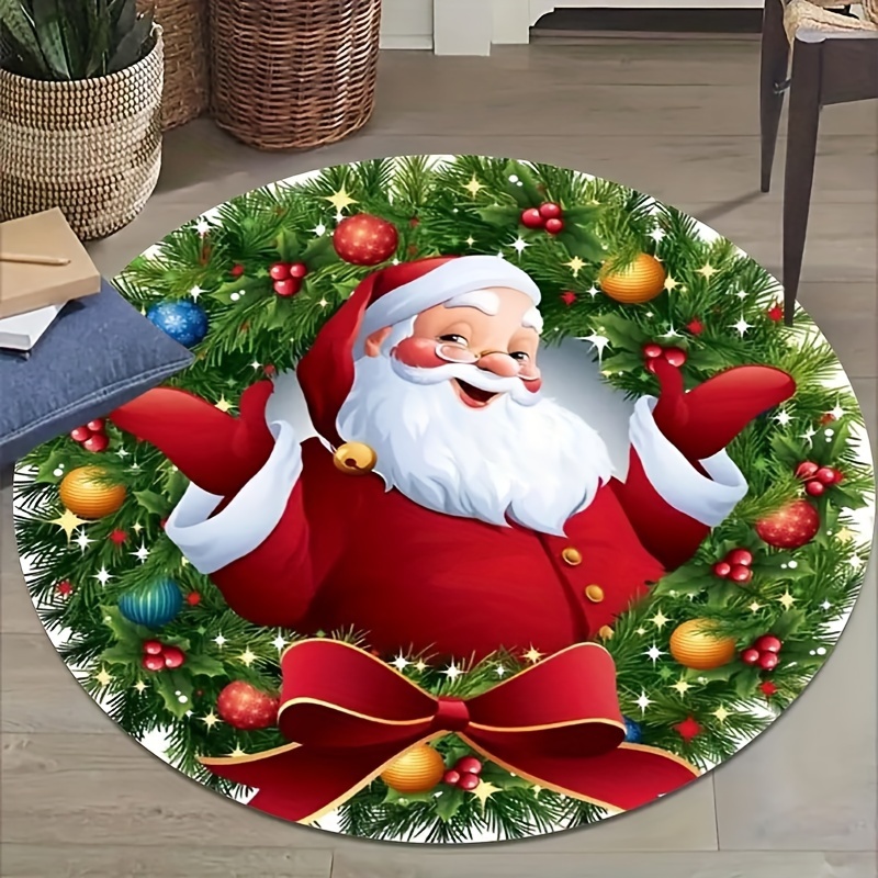 Willkommen runder Teppich Merry Christmas Bodenteppich Rutschfeste