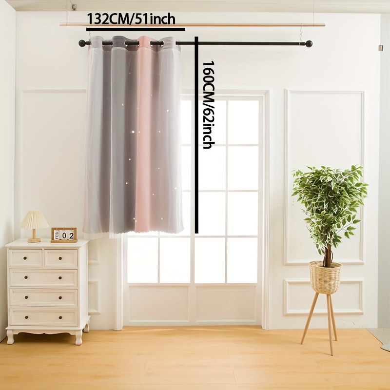 TEMU Rideau Transparent Élégant à Motif d'Étoiles Dégradé Gris - Avec Œillets, Lavable en Machine pour la Décoration de Salon & Chambre