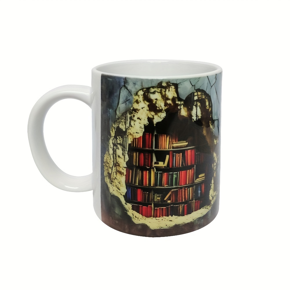 Creative A Library Shelf Cup 3D Book Lovers Coffee Mug Gift 3D Bookshelf Mug