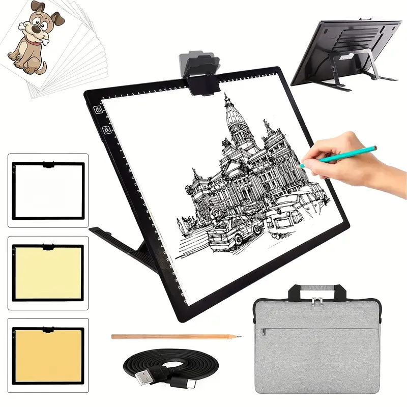 A3 Led Light Pad With Carry Bag Wireless Rechargeable Light - Temu