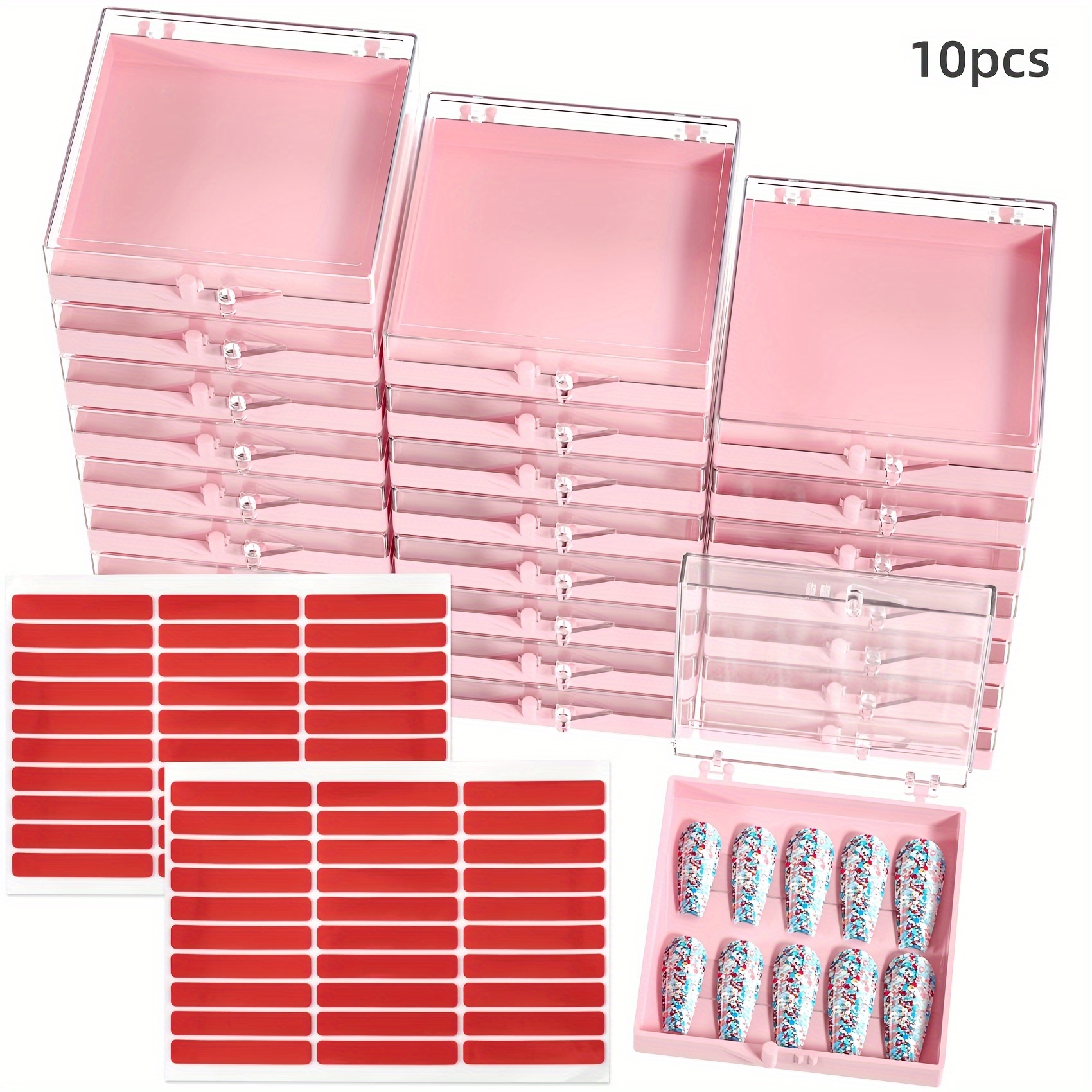 10Pcs Press on Nail Storage Boxes False Nail Packaging Box for Nail Salon