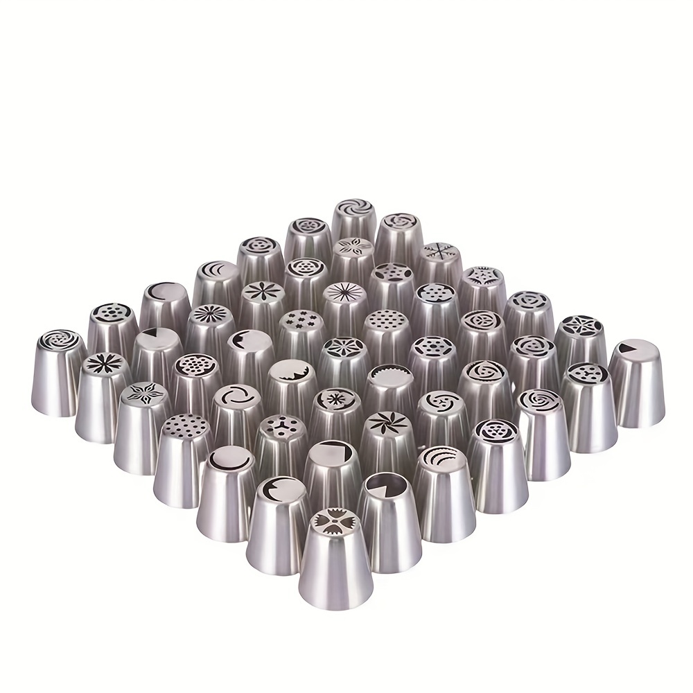 54PCS Piping Tips Stainless Steel Russia Pastry Tube Food Grade Russian  Nozzle Converters CS004