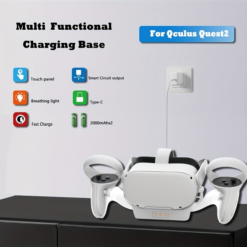  Charging Dock for Oculus Quest 2 Controllers, VR Accessories  Charger Station with 2 Rechargeable Batteries, Fast Charging Station Set  with Type-C Charging Cable : Video Games