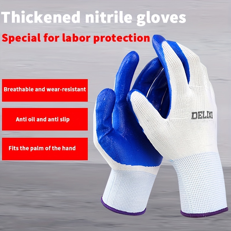 Safety Work Gloves For Men Women, Non-slip Nitrile Rubber Coated Working  Garden Yard Gloves, Bulk With Grip Palm Dipped Oil Resistant And  Hand-friendly, Multipack Gloves - Temu