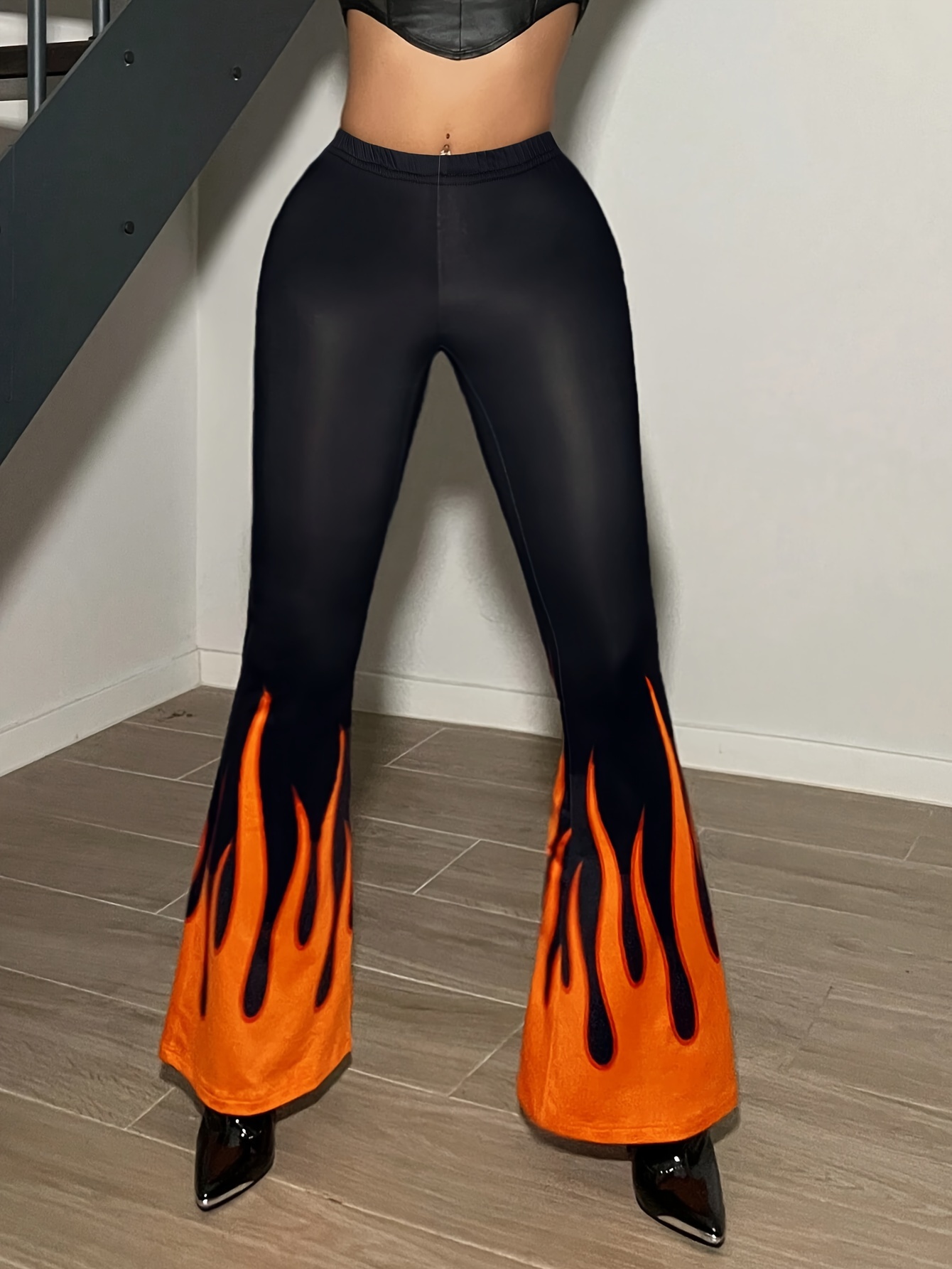 Plus Size Casual 3D Printed Yoga Pants Women Graphic Flare