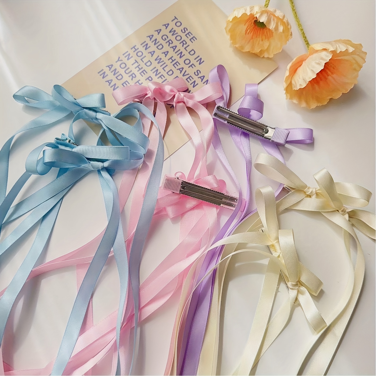 Long Ribbon Hair Bows For Girls Hair Clip Silk Hair Bow - Temu United Arab  Emirates