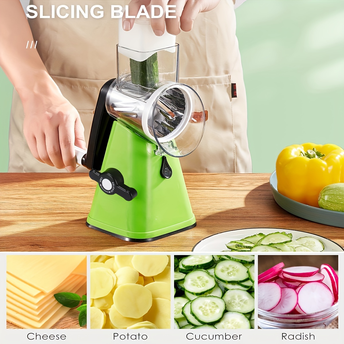 Manual Rotary Cheese Grater For Vegetable Cutter Potato Slicer