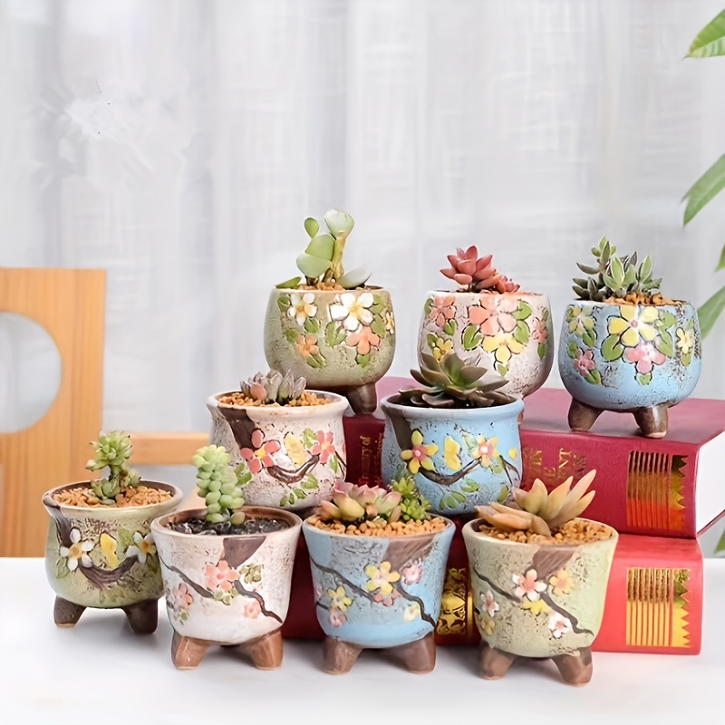 Korean Hand-Pinched Flower Pot Creative Hand-Sized Breathable Small Ceramic  Succulent Plant Pot with Feet - China Flower Pots and Ceramic Pot price