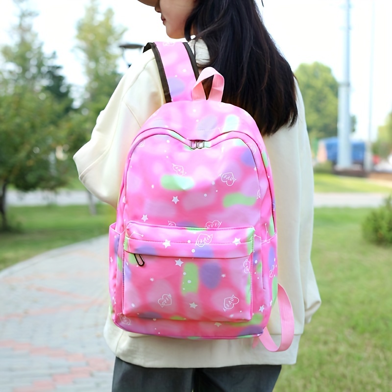 Kawaii Backpack Set Tie Dye Cartoon Pattern School Bag With - Temu