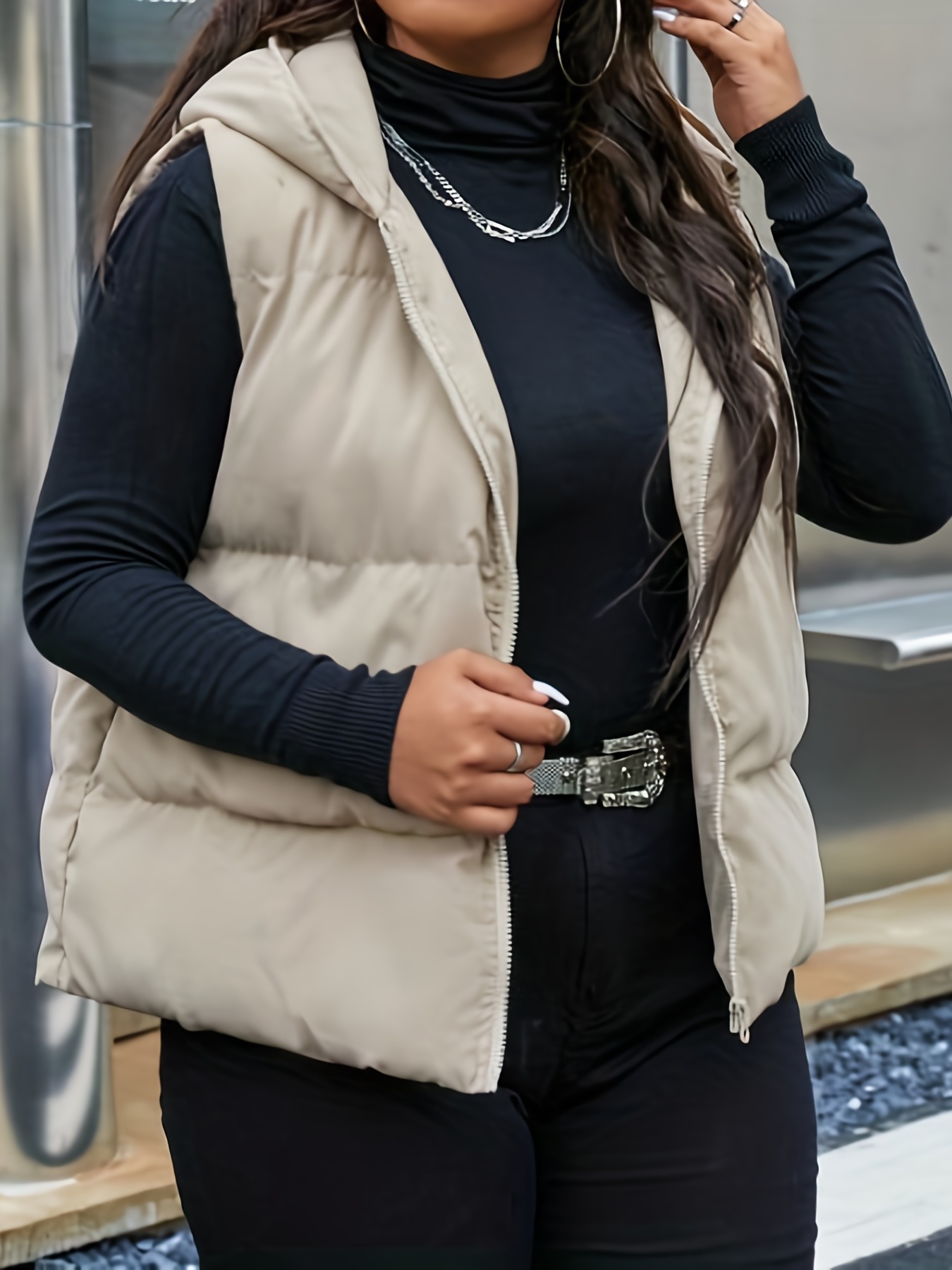 Plus size vest with hot sale hood