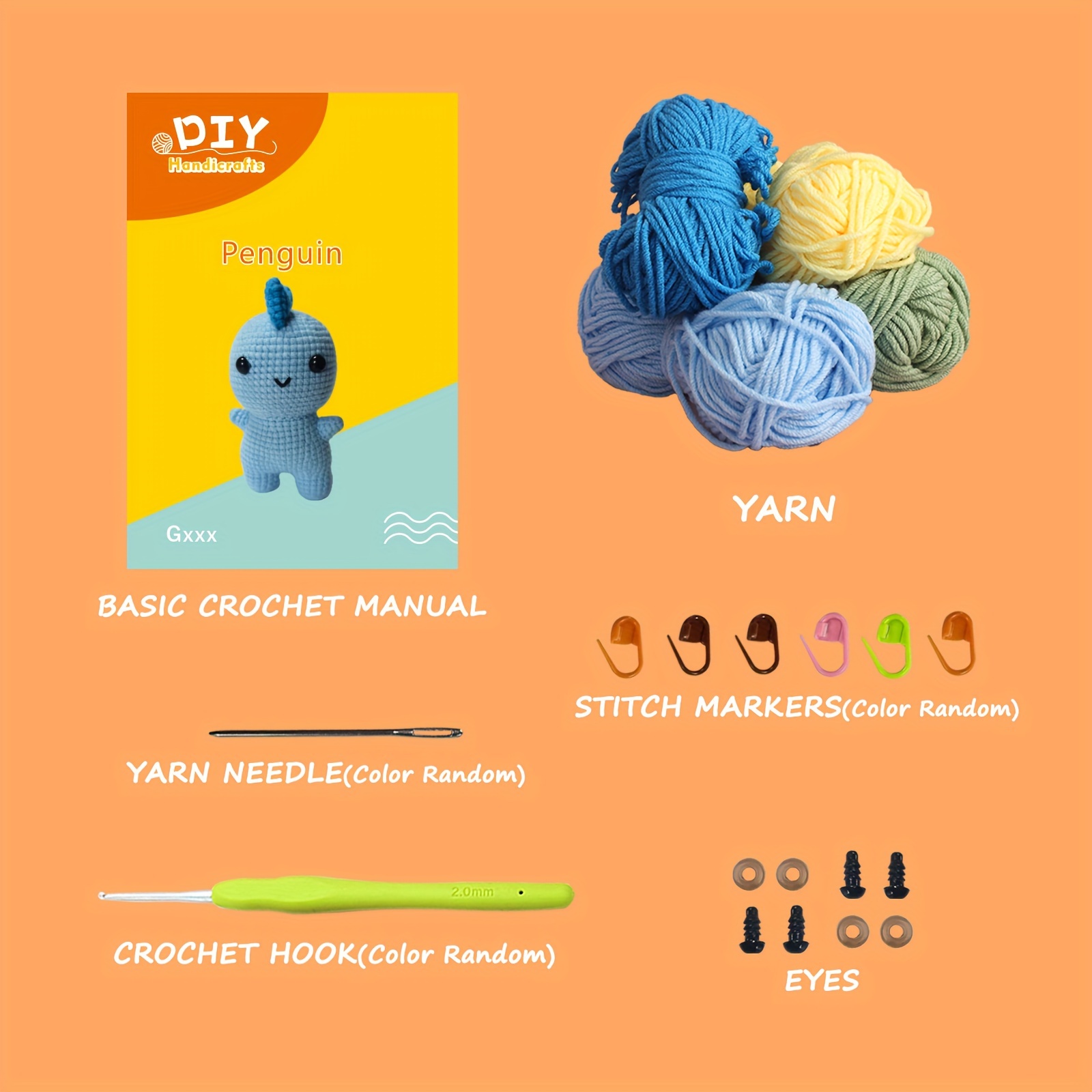 Beginners Crochet Kit, Dinosaur Doll DIY Crochet Animal Kit, Complete  Knitting Kit with Yarn, Step-by-Step Instruction Video for Beginners,  Crochet