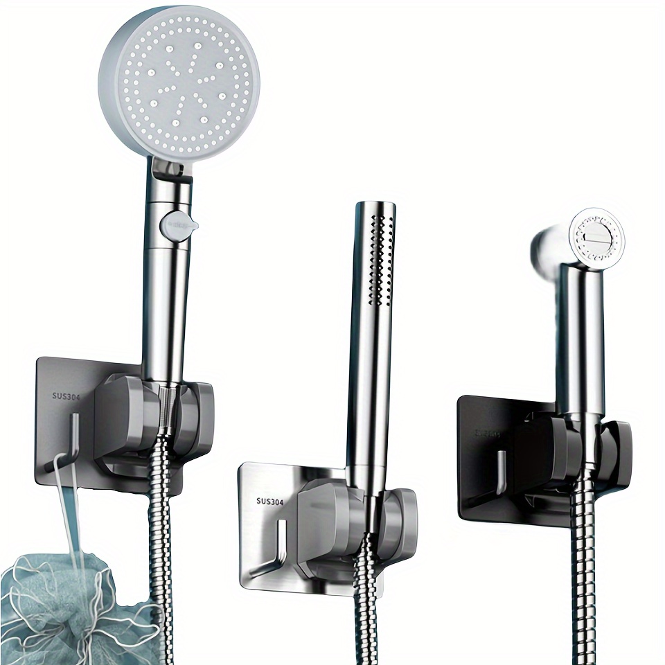 1pc Shower Head Holder, Punch-free Shower Head Stand, Bathroom Shower Head  Fixed Base Shelf, Adjustable Shower Base, Home Organization, Bathroom Acces