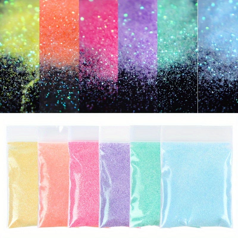 6pcs UV Resin Filling Neon Shiny Sugar Powder Pigment Fluorescent Glitter For  Epoxy Resin Crafts Decoration