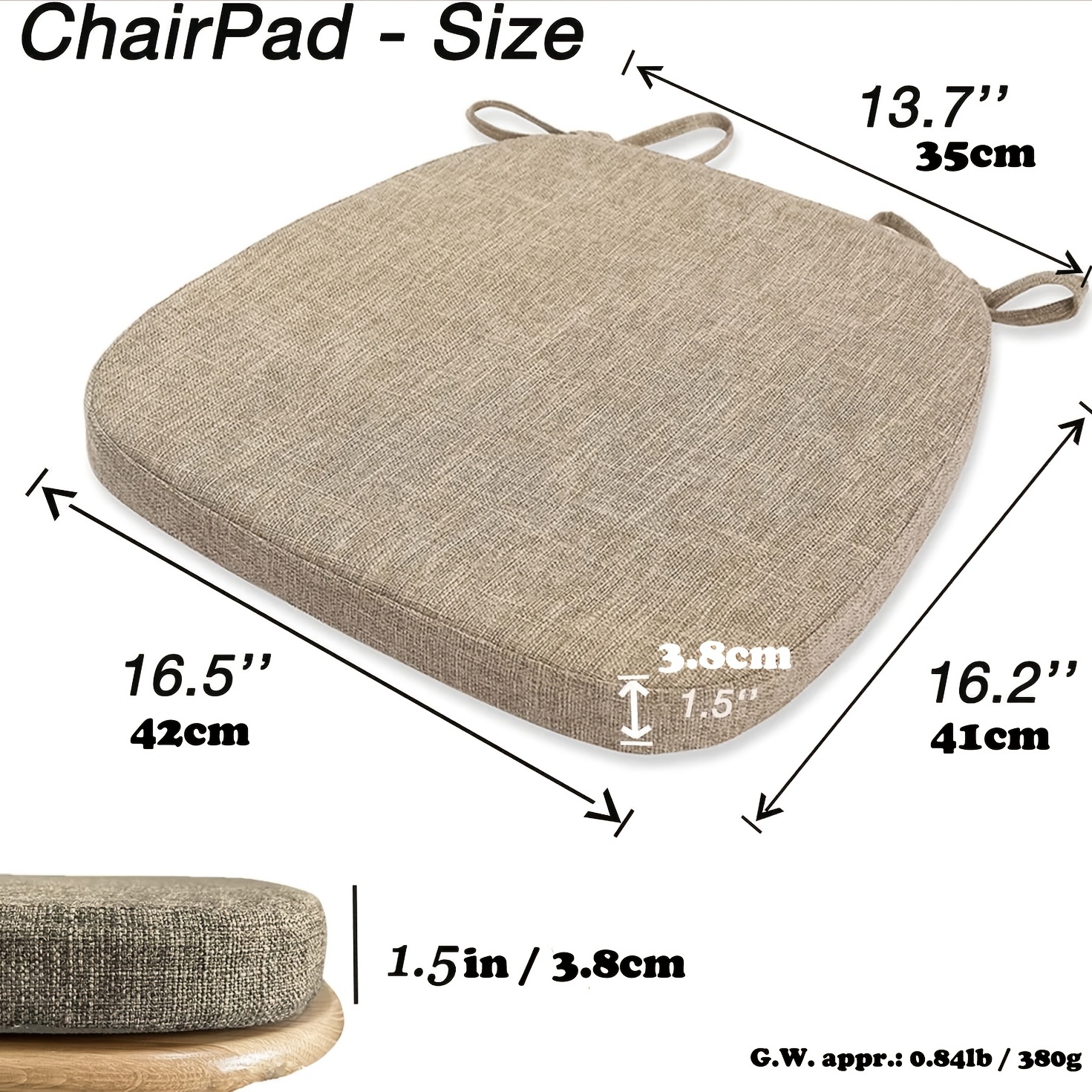 Chair Cushion With Ties For Dining Chairs Memory Foam Non - Temu