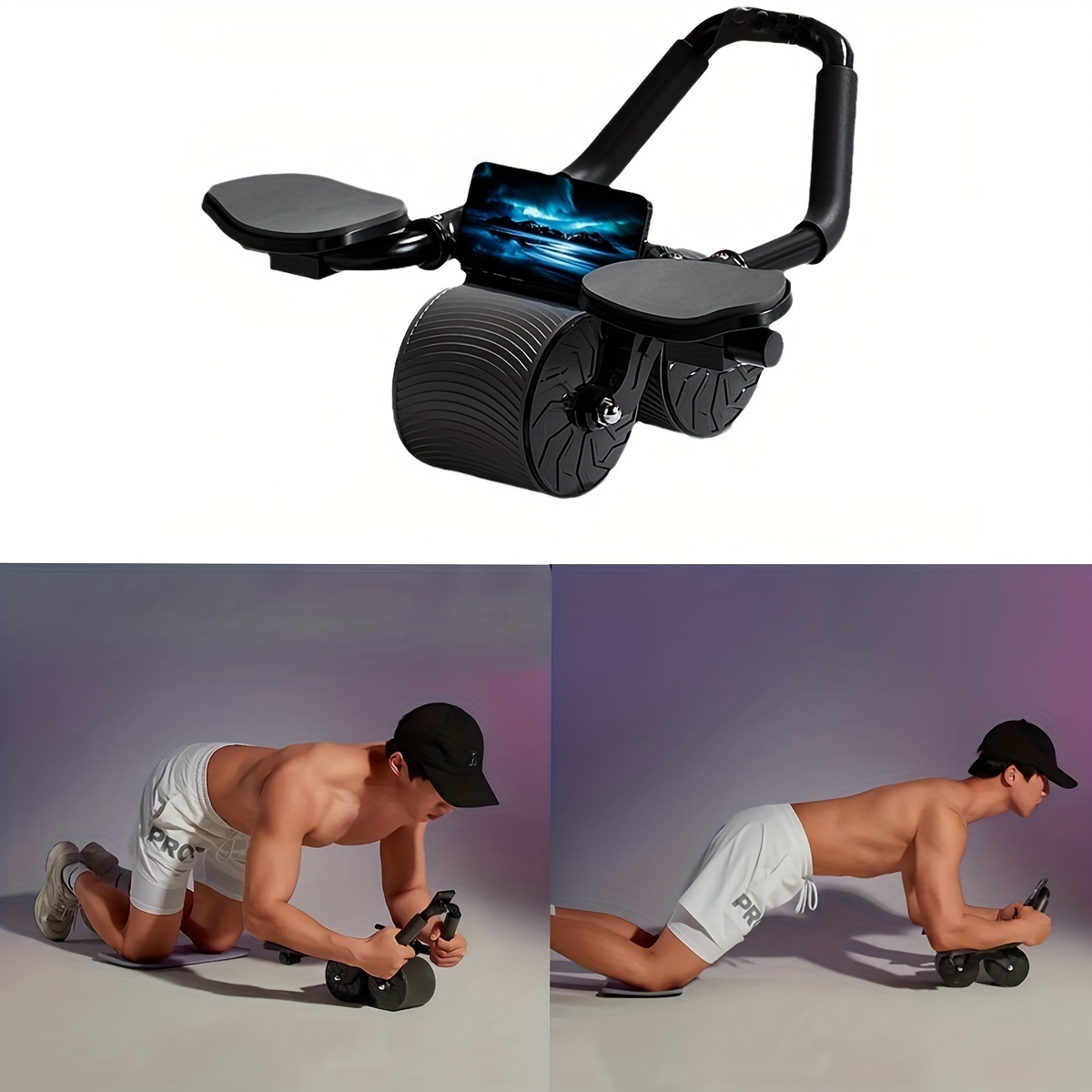 1 pièce kit de roue abdominale à rebond automatique avec genouillère et  minuterie, équipement d'exercice abdominal pour abdominaux, équipement de  fitness à domicile, machine à rouleaux abdominaux pour hommes et femmes  (Orang