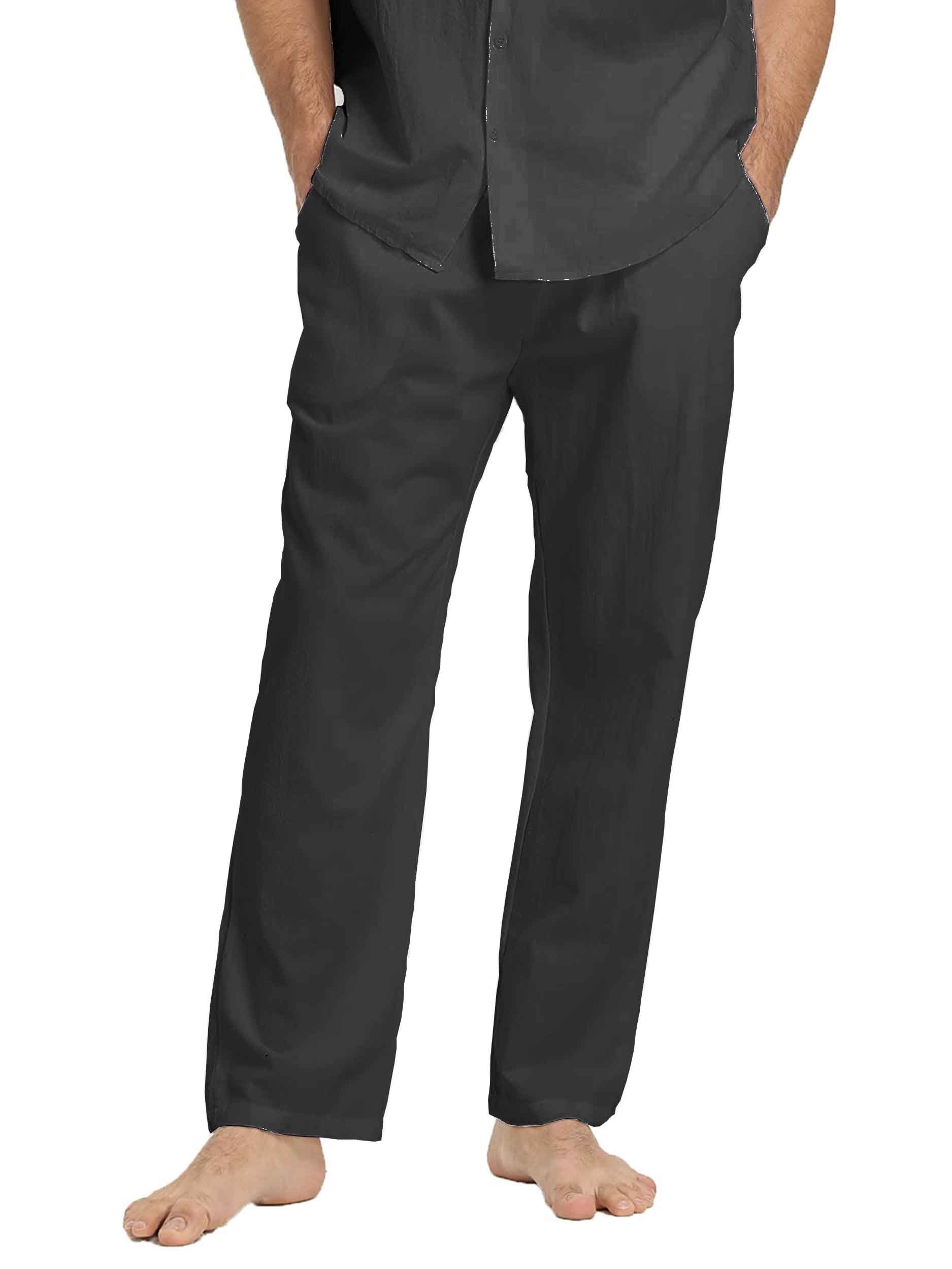 Black Pants for Women Full Length Plain Color Cotton Drawstring Elastic  Waist Trousers Long Straight Pants Comfortable Linen Pants XL