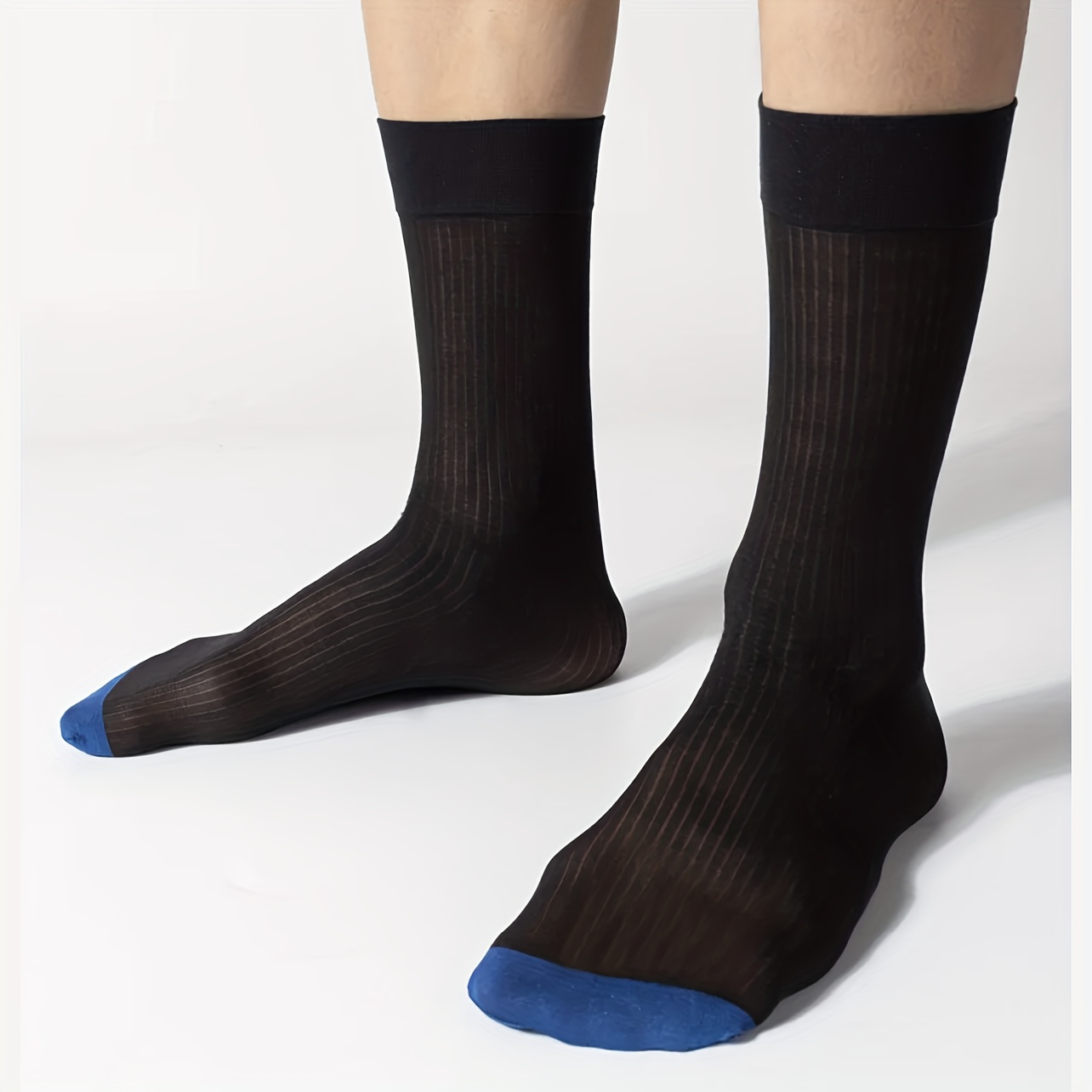 Breathable Silk Striped Print Stockings, Men's 1Pair Suit Socks Male Wear Stocking Formal Dress, Prom Dress, Pageant Dresses,Temu