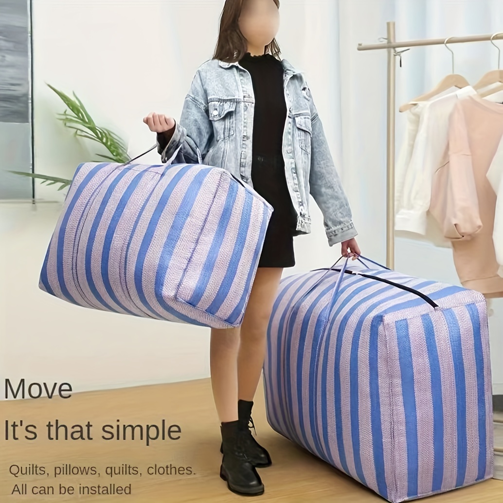 Moving Bag Thickened Canvas Quilt Storage Bag Camping Portable Woven Bag  Large Capacity Wardrobe Clothes Foldable