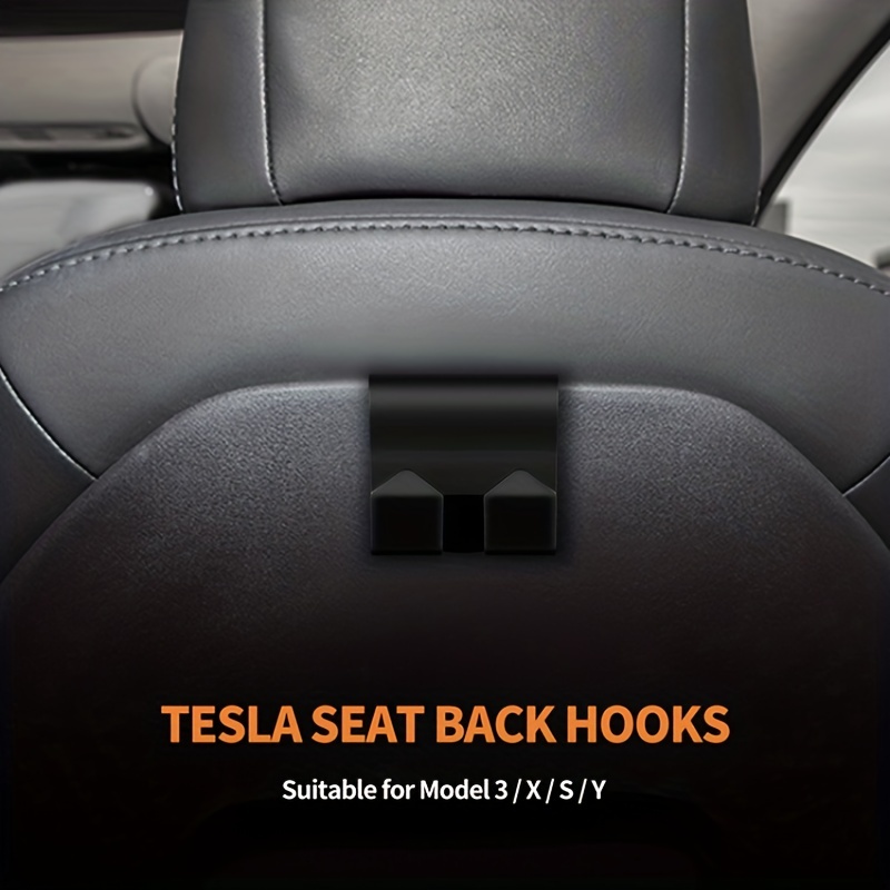 TAPTES 2 Pack Seat Back Coat Hooks Aluminum Alloy for Tesla Model S Model X  2016-2018,Seat Headrest Bag Holder Garment Clothes Coat Hangers Designed